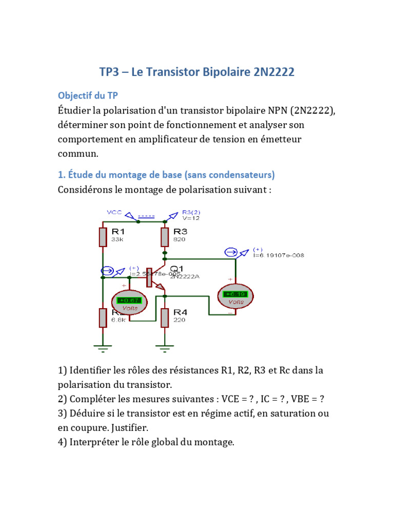 TP Transistor en Régime Dynamique | PDF