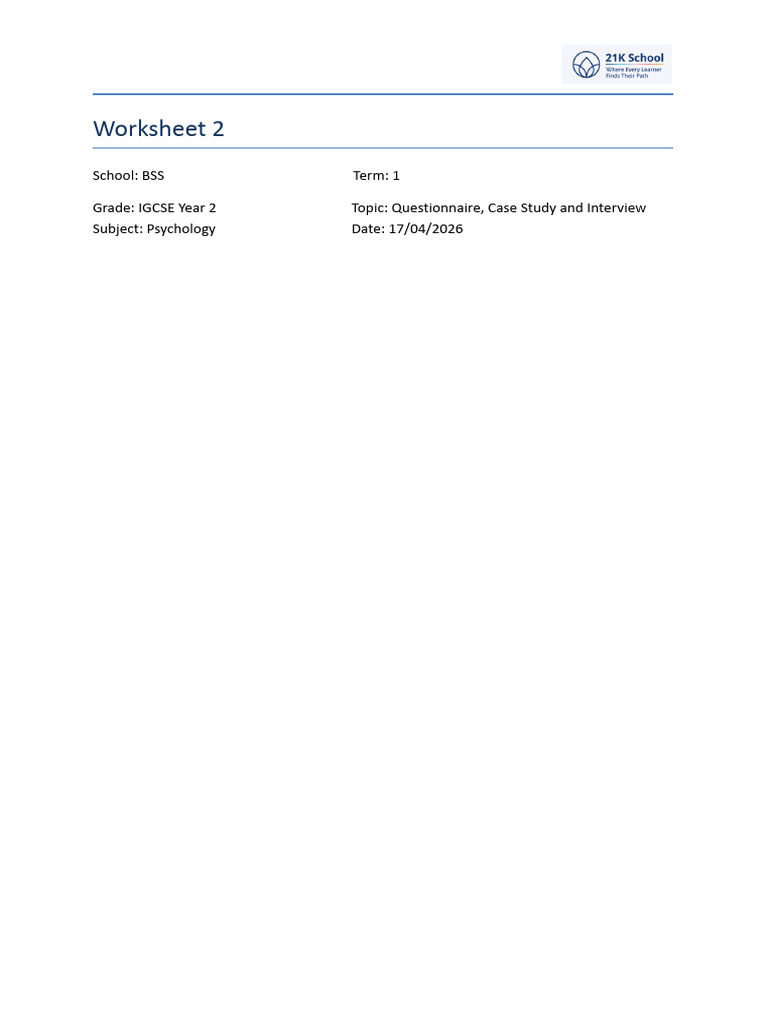 Worksheet+2 +17th+April+ | PDF | Questionnaire | Survey Methodology