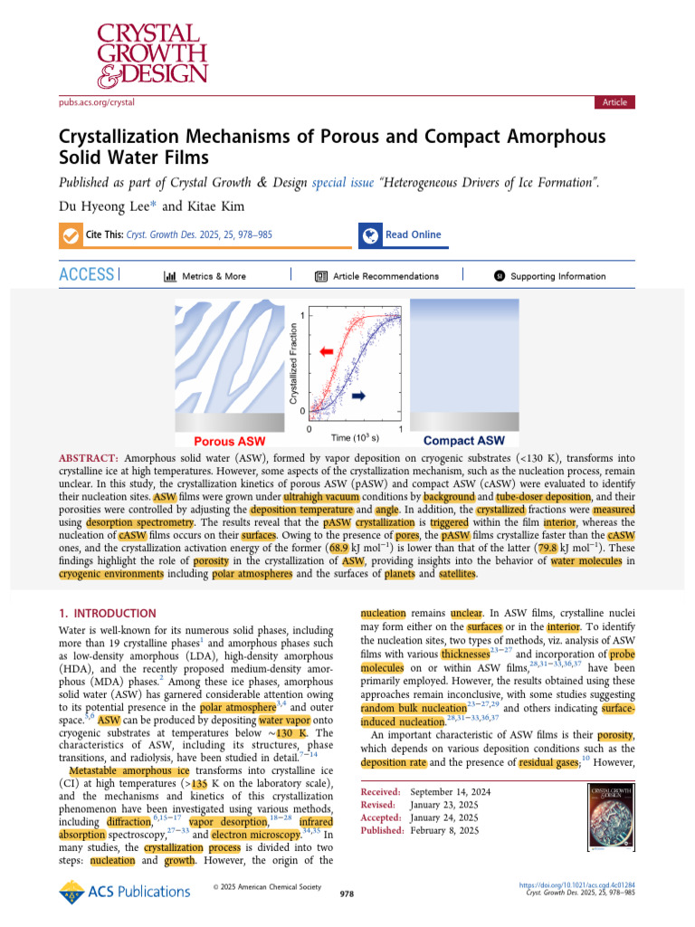 Crystallization Mechanisms of Porous and Compact Amorphous Solid Water ...