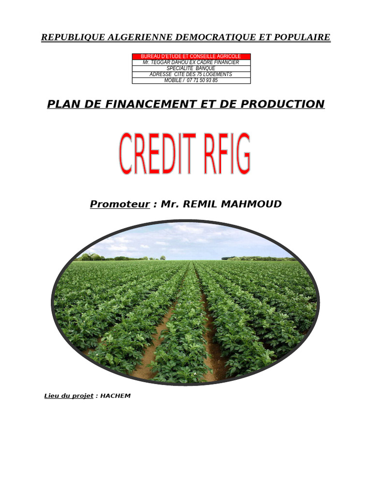 Credit Rfig - Pdt.engrais - Remil Mahmoud - Hachem | PDF | Agriculture ...