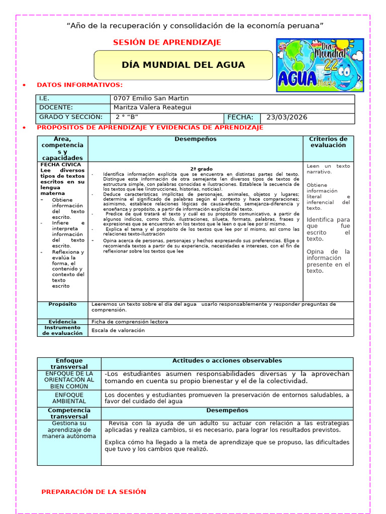 lunes 23 de marzo FECHA CIVICA SESION DÍA DEL AGUA (1) | PDF ...