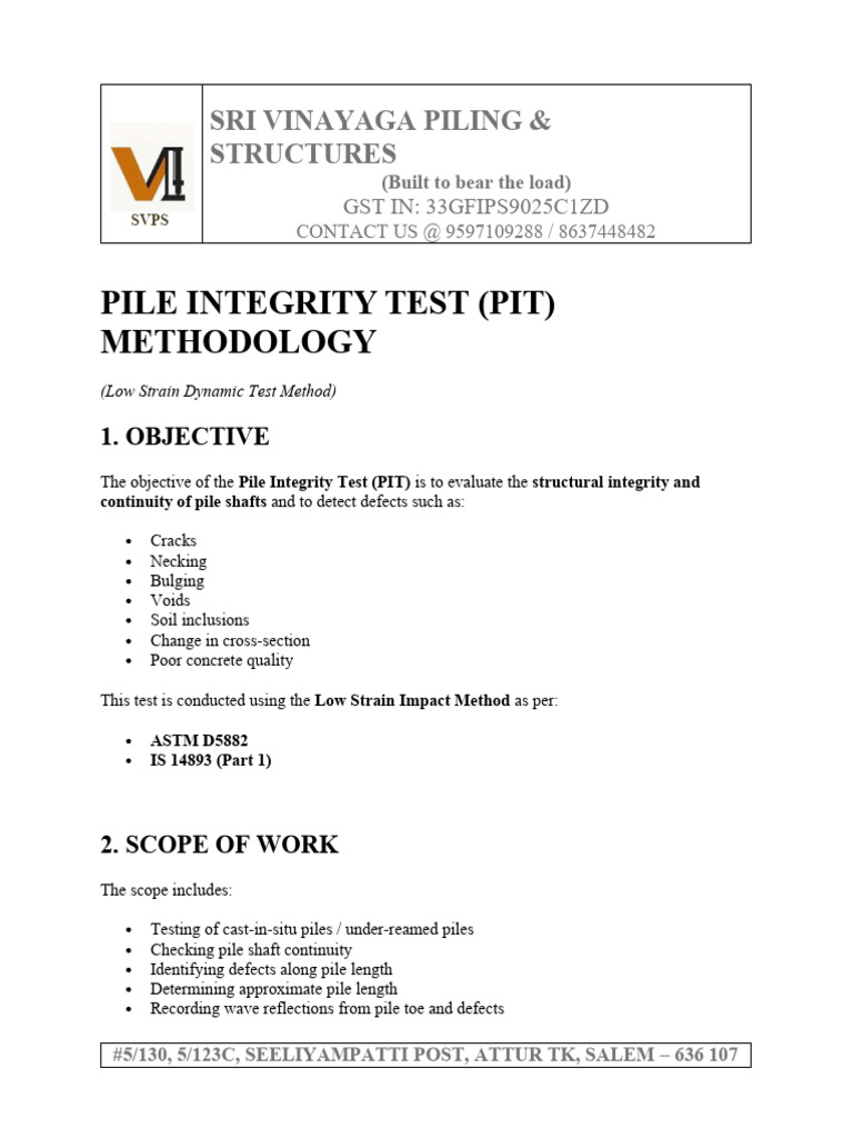 05. Pile Integrity Test Method Statement | PDF | Applied And ...