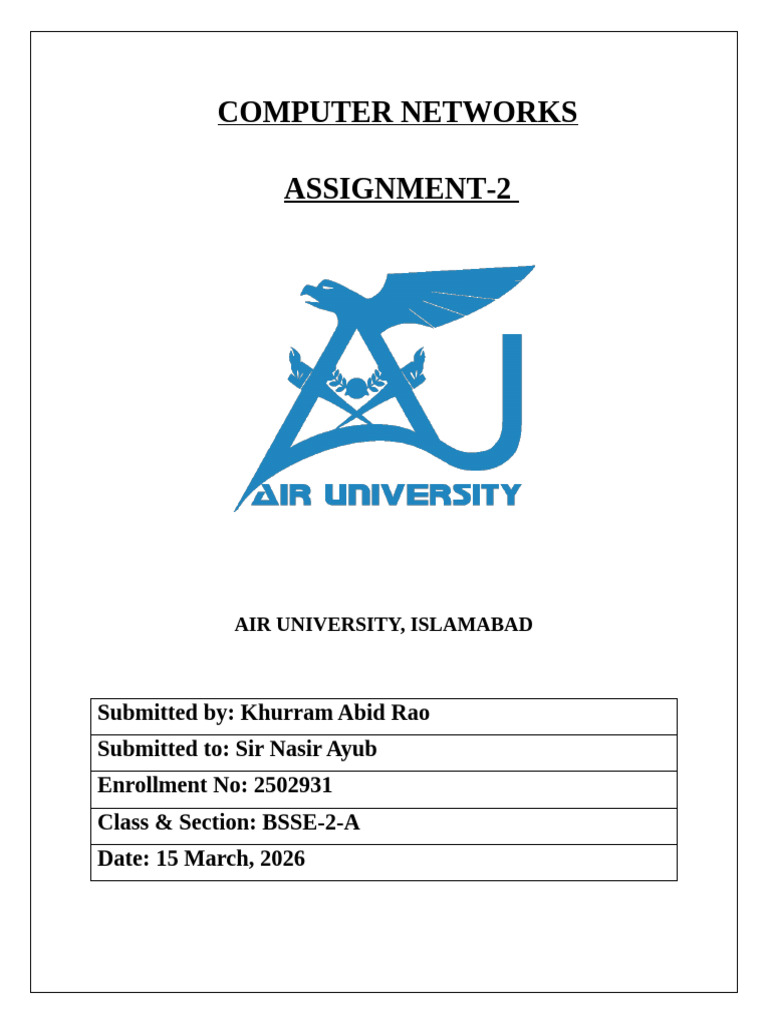 2502931 CN Assignment 2 | PDF | Computer Network | Network Topology