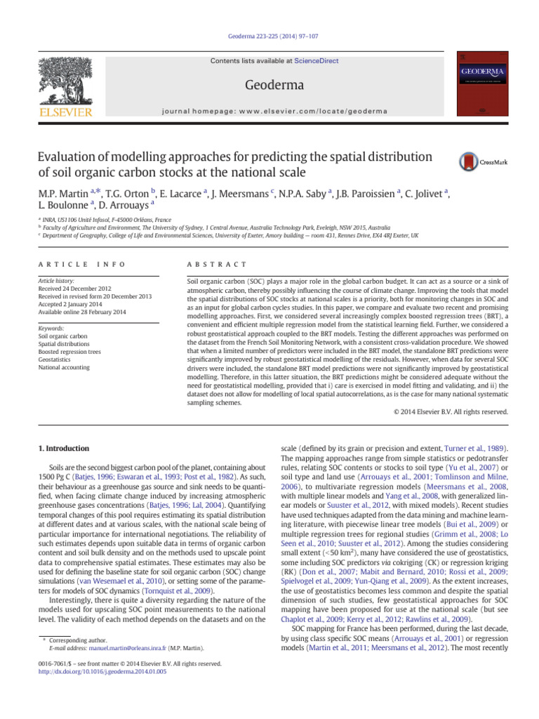 Martin et al 2014 Geoderma | PDF | Dependent And Independent Variables ...