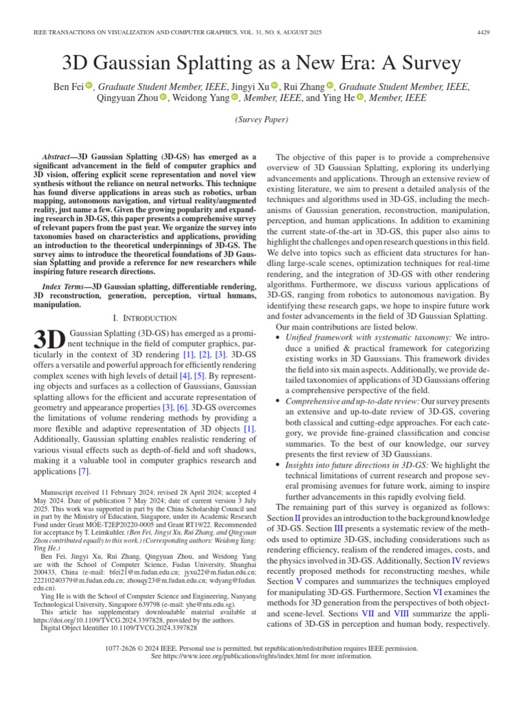 3D Gaussian Splatting as a New Era a Survey | PDF | Rendering (Computer ...
