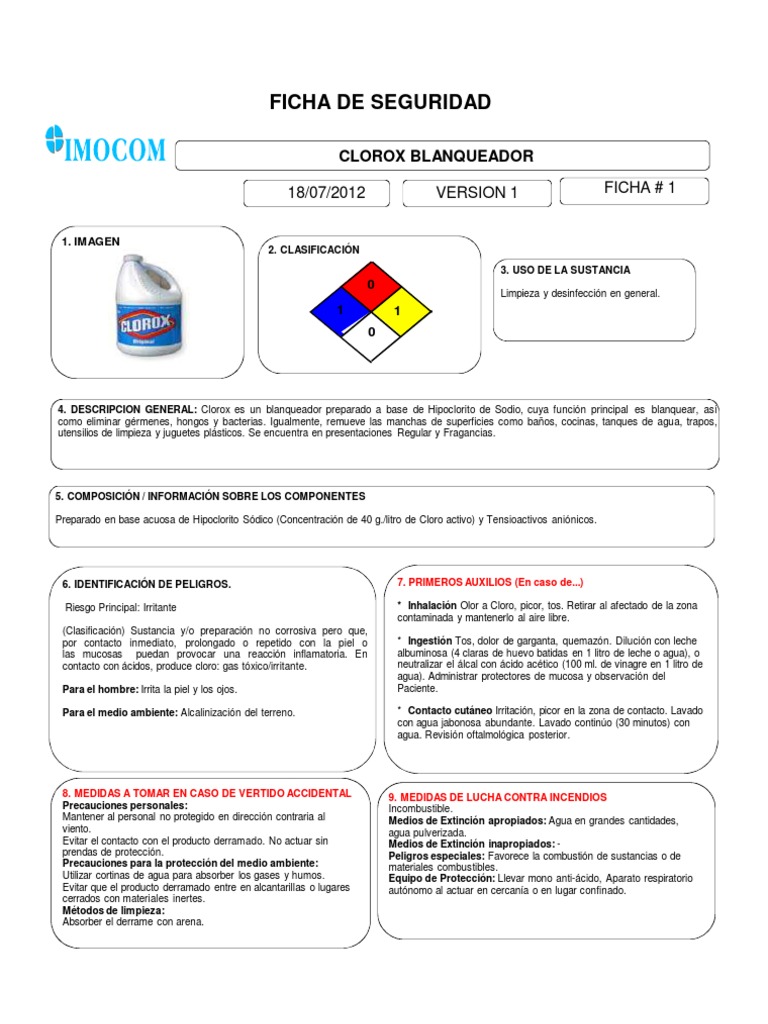 Fichas de Seguridad18072012 PDF Detergente Agua