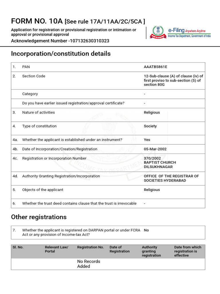 Form 10A_Filed Form | PDF | Taxes