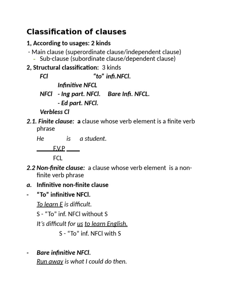 Classification of Clauses | PDF | Clause | Verb