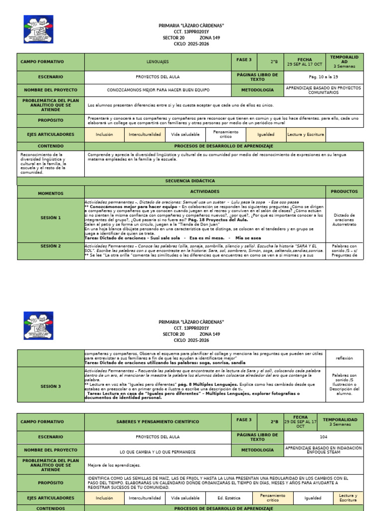 2B 29 SEP AL 17 OCT | PDF | Aprendizaje
