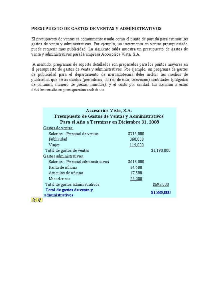 Presupuesto de Gastos Administrativos y Ventas | PDF | Finanzas y ...