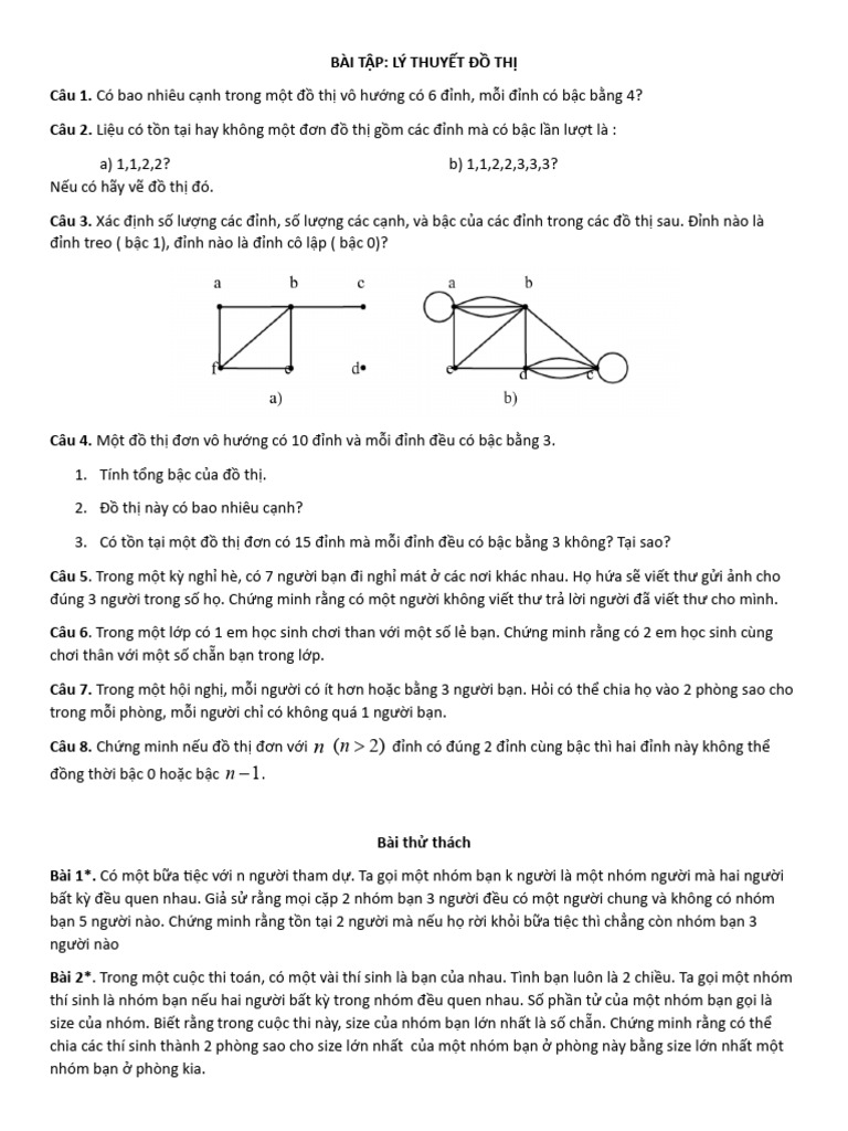 Bai Tap Ly Thuyet Do Thi | PDF