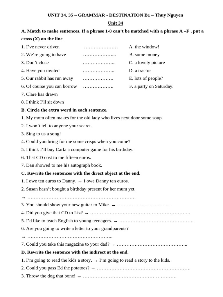 Destination b1 Unit 34 35 Grammar Destination b1 | PDF