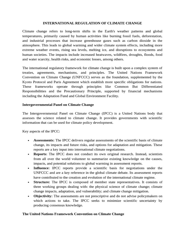 International Regulation of Climate Change | PDF | United Nations ...