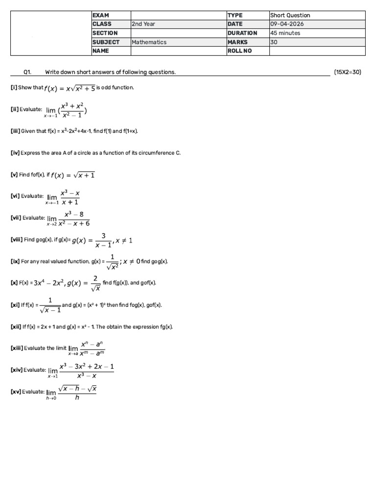 2nd Year Math_copy | PDF