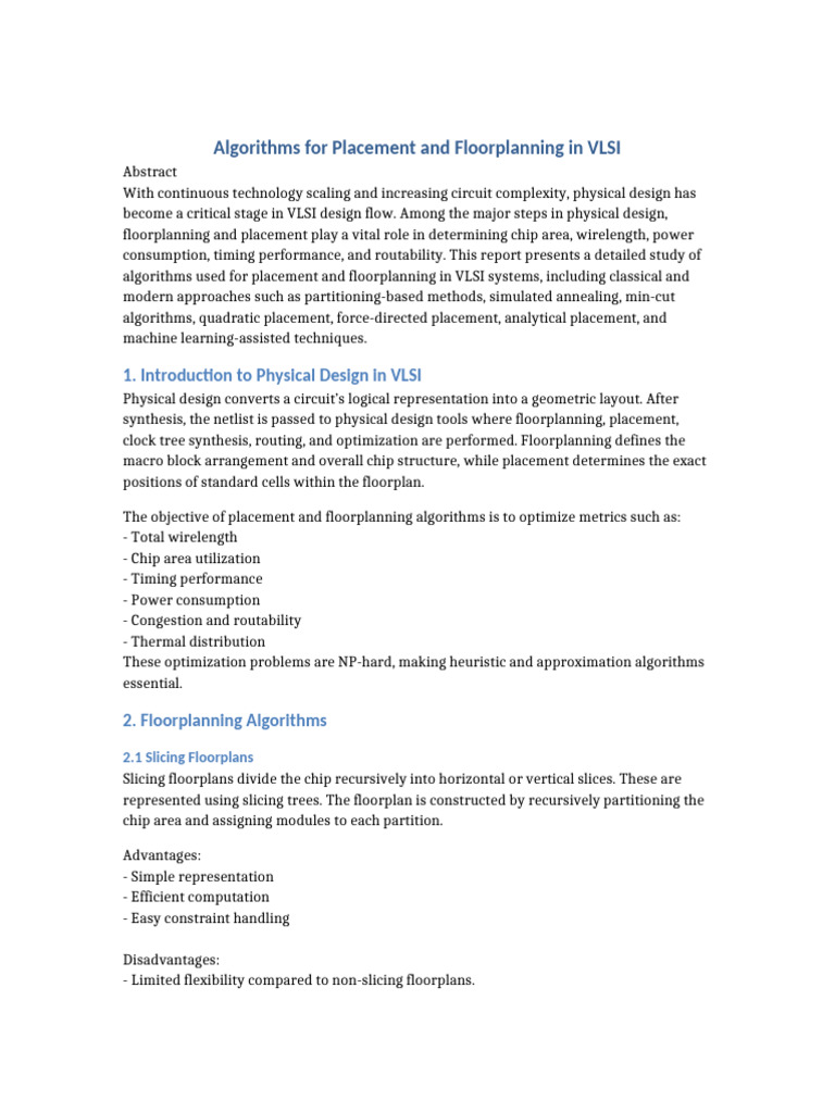 Algorithms for Placement and Floorplanning in VLSI | PDF | Mathematical ...