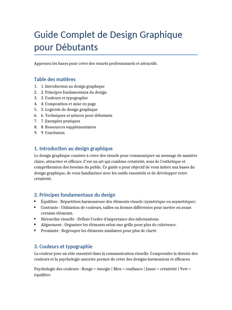 Guide Complet Design Graphique Debutant | PDF | Conception | Mise en page