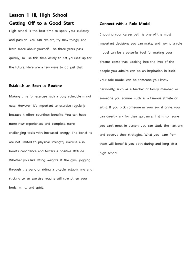 Lesson 1 Hi High School | PDF | Cognition | Psychology