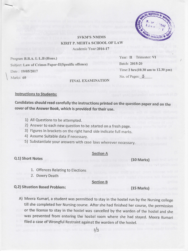 Law of Crimes Paper - II Specific Offence088__xid-3300698_1 | PDF ...