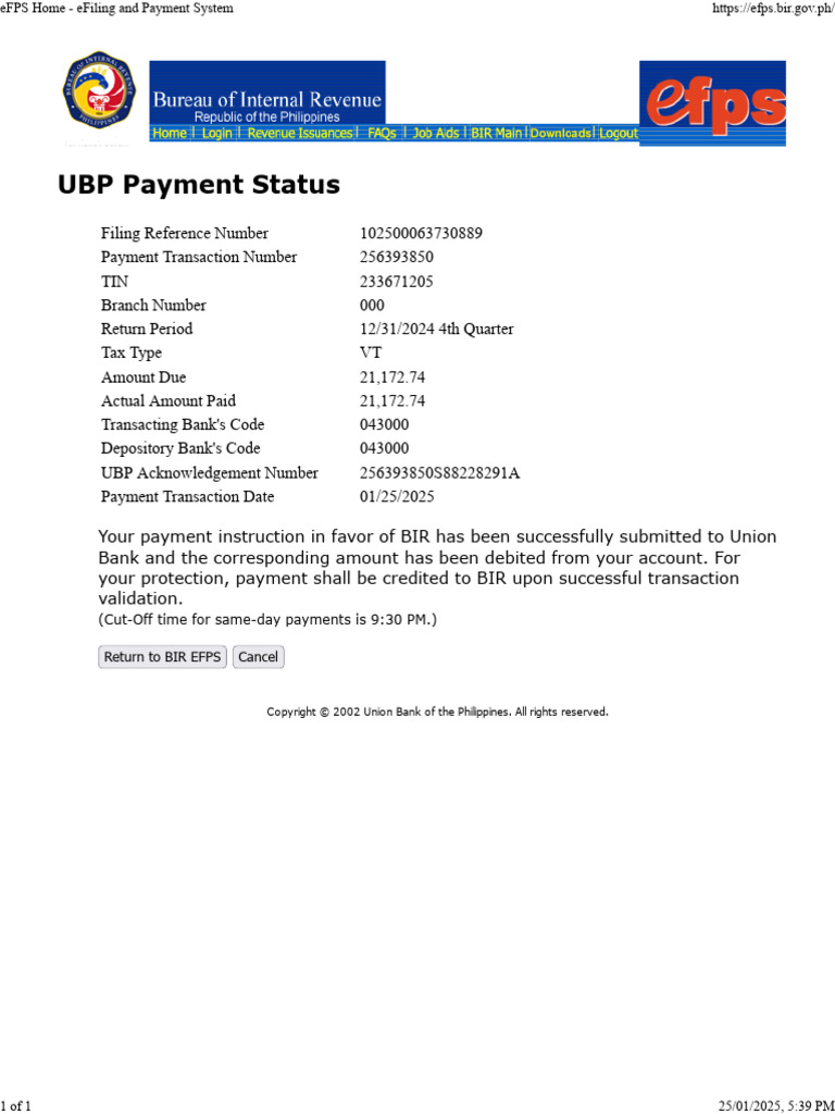 EFPS Home - EFiling and Payment SystemDONE Ase | PDF