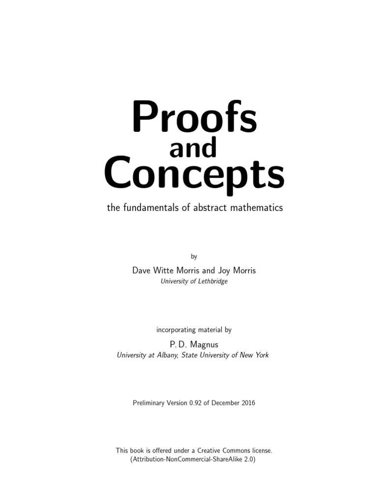 Proofs and Concepts - Fundamentals of Abstract Mathematics | PDF ...