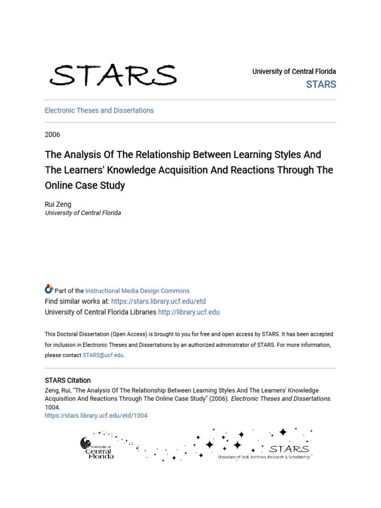 The Analysis of the Relationship Between Learning Styles and The | PDF ...