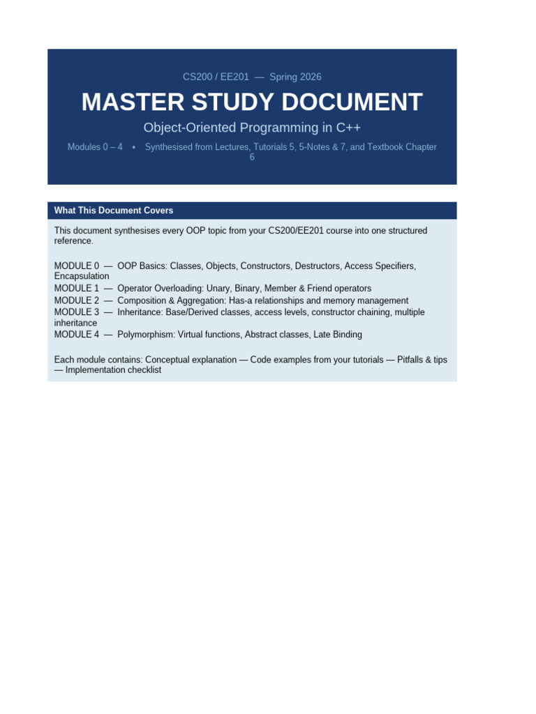 OOP Master Study Document | PDF | Object Oriented Programming ...