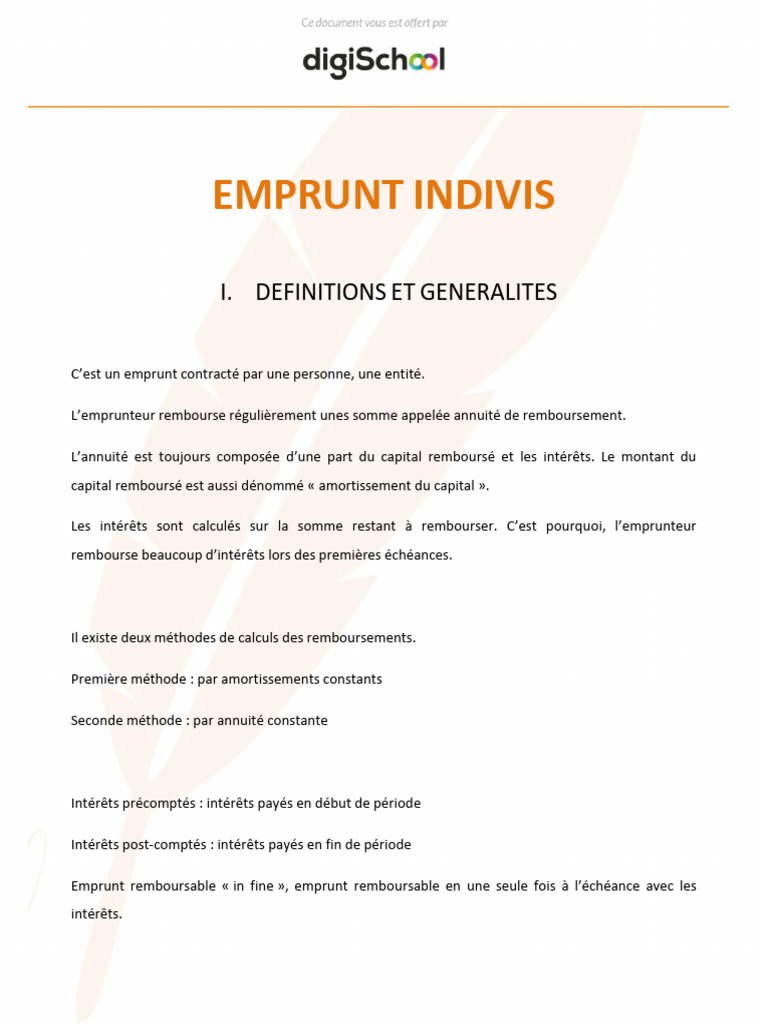 Comptabilite Emprunt Indivis | PDF | Prêts | Finances personnelles