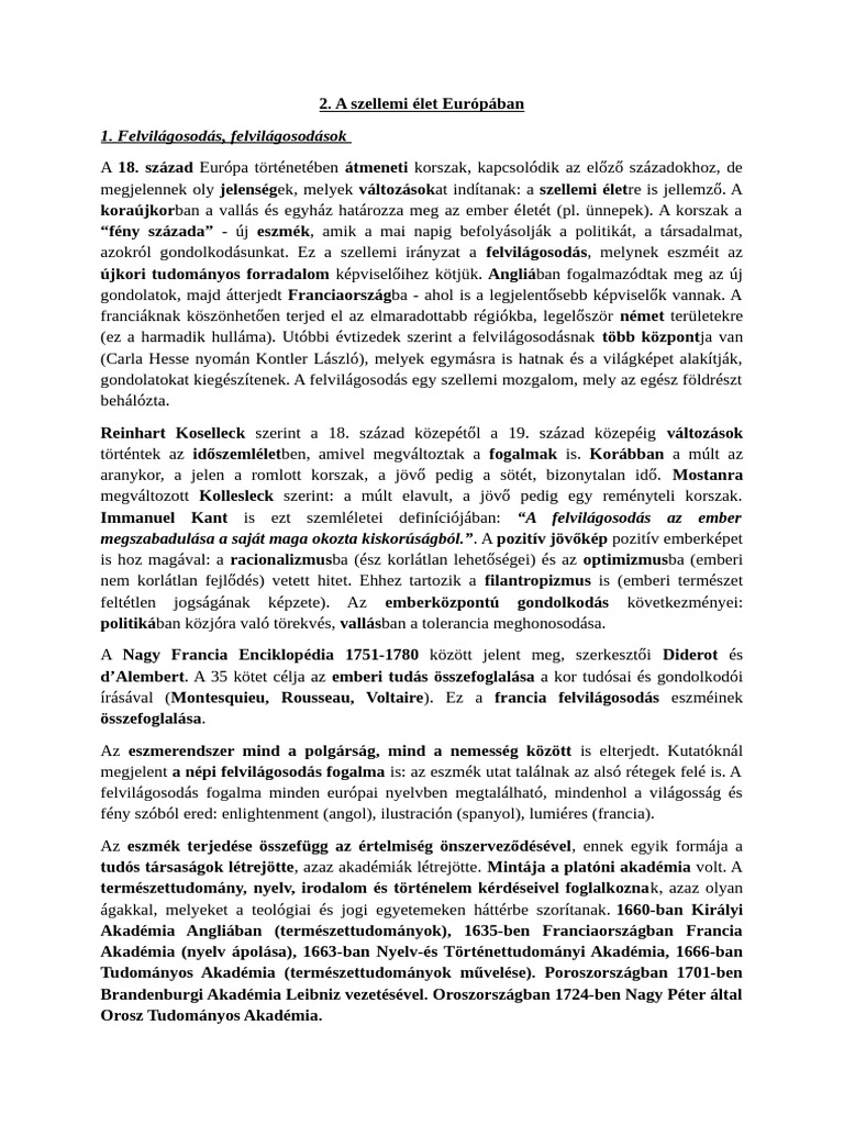2. A szellemi élet Európában | PDF