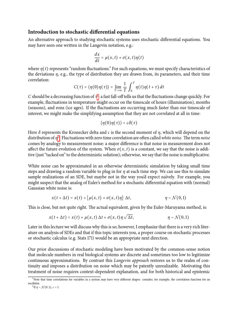 Lecture 23 Notes | PDF | Brownian Motion | Stochastic Differential Equation