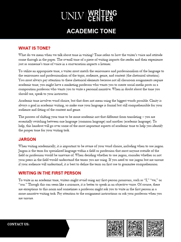 AcademicTone-WritingCenter(1) | PDF | Slang | Jargon