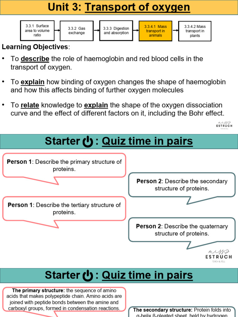 Lesson 7 Transport of Oxygen | PDF | Hemoglobin | Proteins