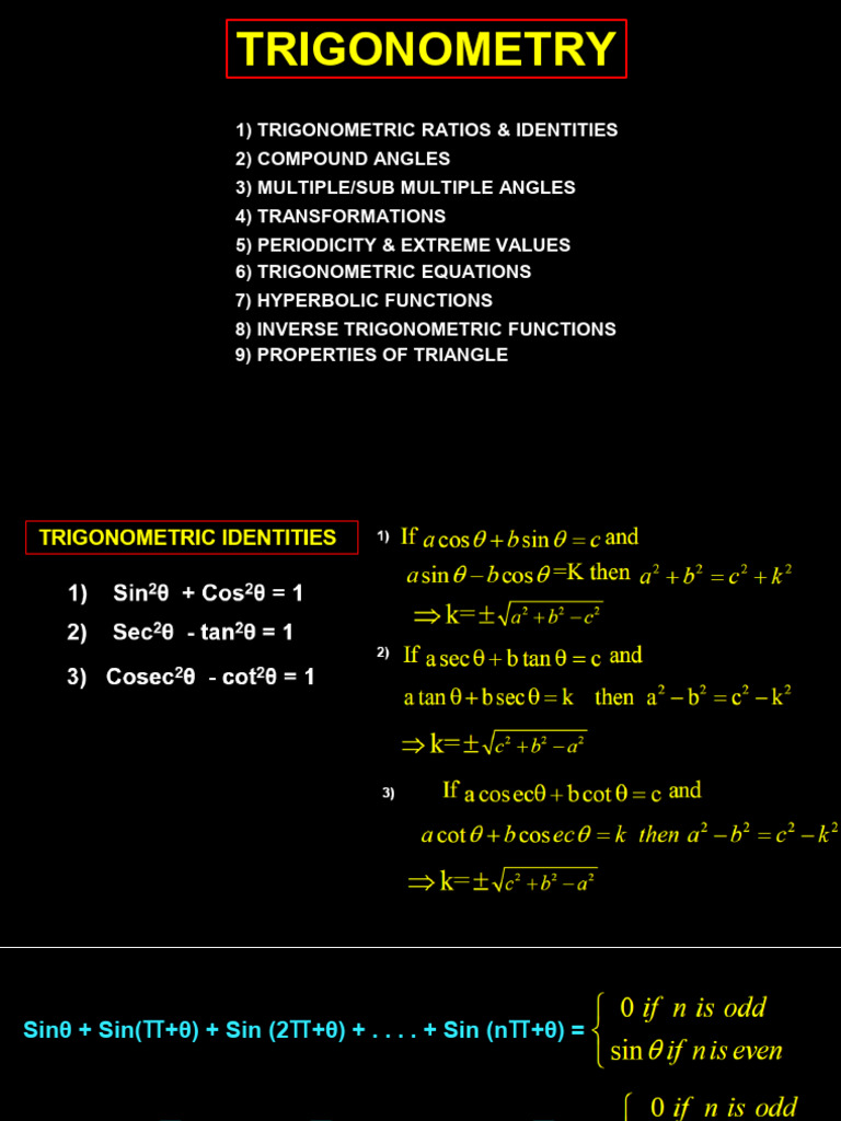 Trigonometry Formulas | PDF | Trigonometry | Trigonometric Functions