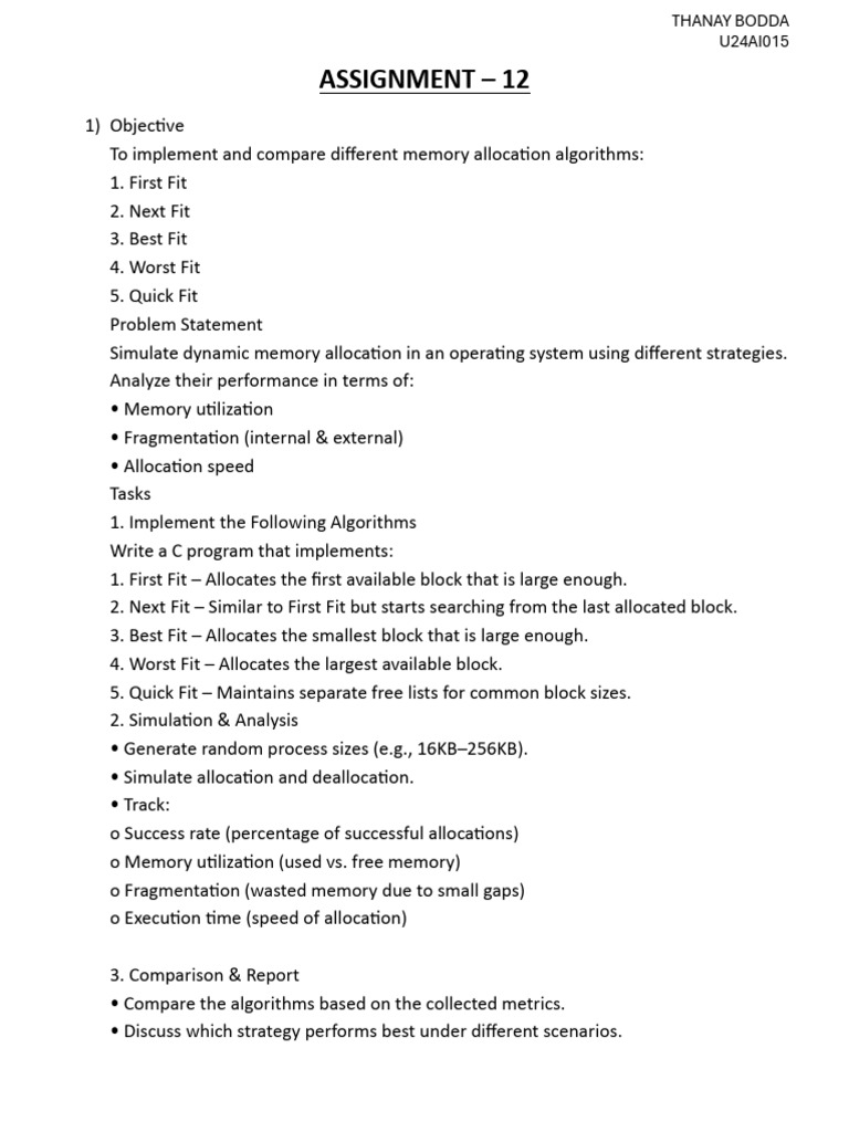 Os Assignment 12 - u24ai015 | PDF