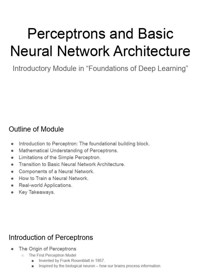 Perceptron and Basic Neural Network Architecture | PDF | Applied ...