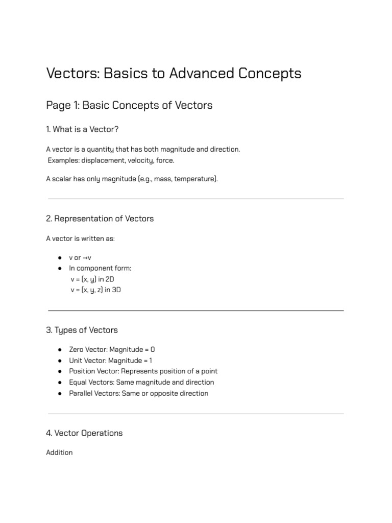 Basic and Advanced Vectors | PDF