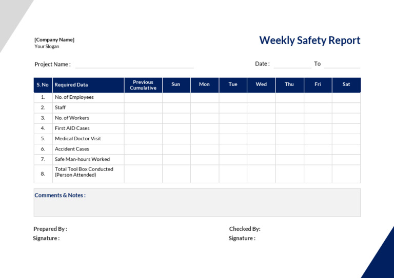Weekly Safety Report Template | PDF