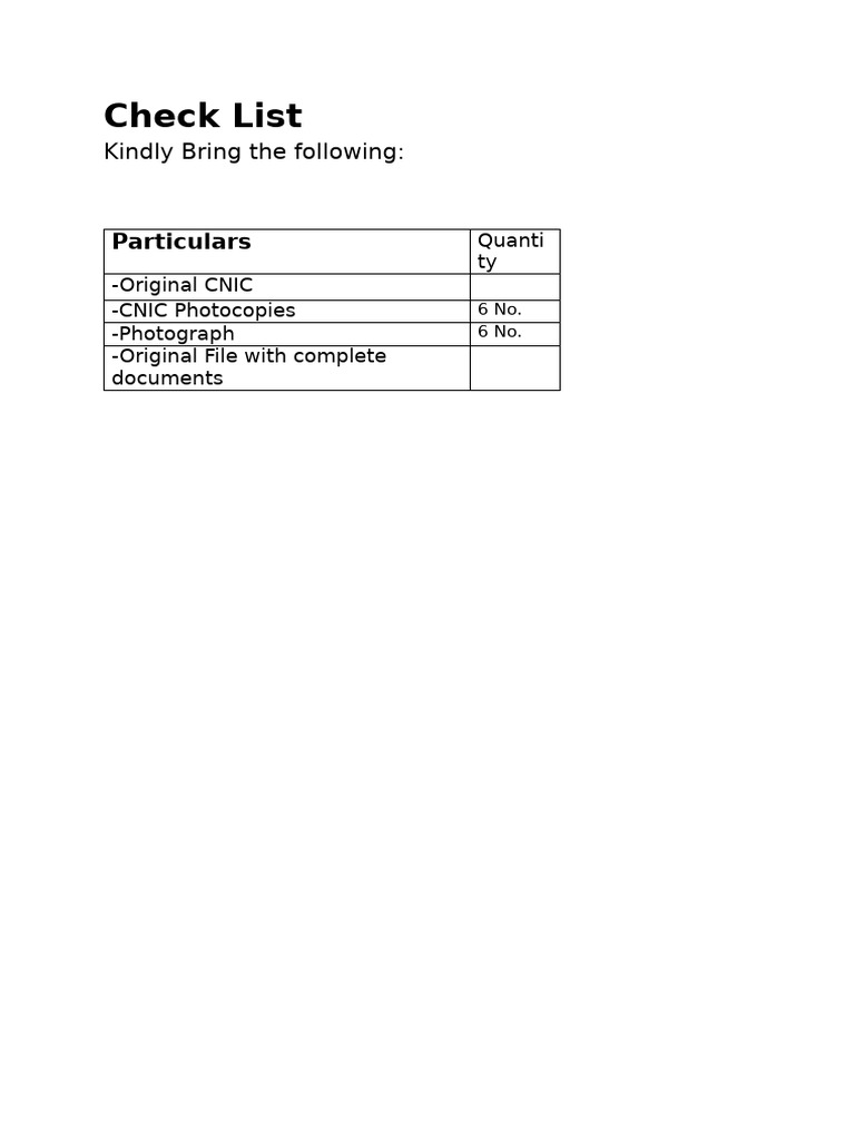 Check List | PDF