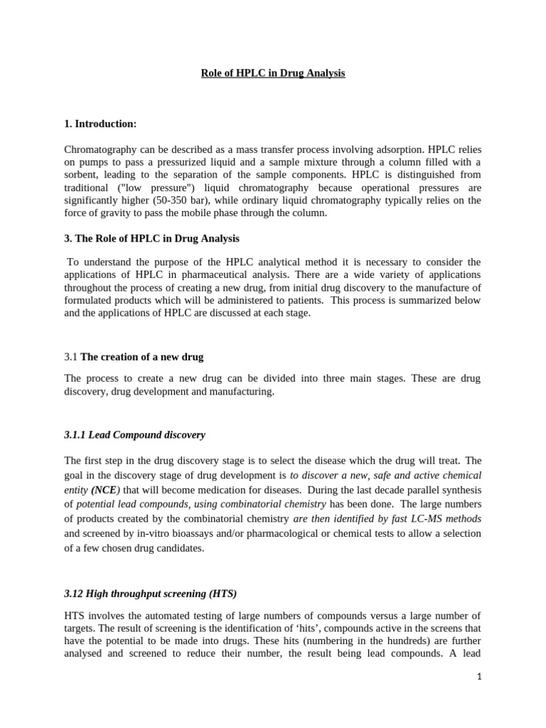 Role of HPLC in Drug Analysis | PDF | High Performance Liquid ...