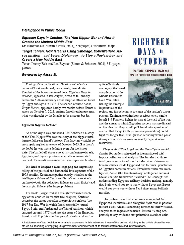 Reviews 18 Days in October 1973 and Target Tehran | PDF | Yom Kippur ...