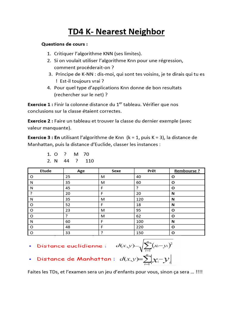 TD4 Algorithme KNN | PDF