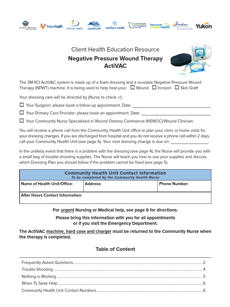 Client Health Education Resource NPWT ActiVAC | PDF | Clinical Medicine ...