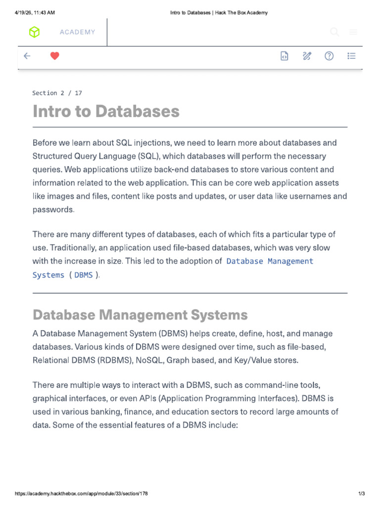 Intro to Databases _ Hack the Box Academy | PDF