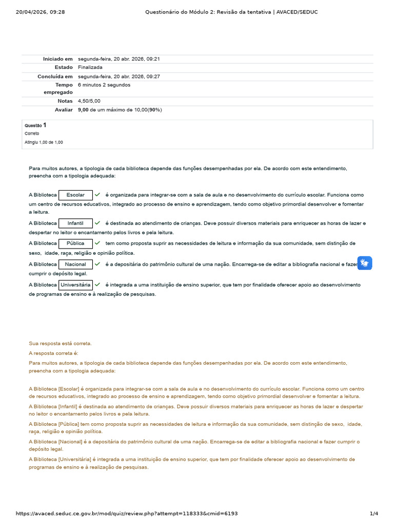 Questionário Do Módulo 2 - Multimeios | PDF | Bibliotecas | Pedagogia