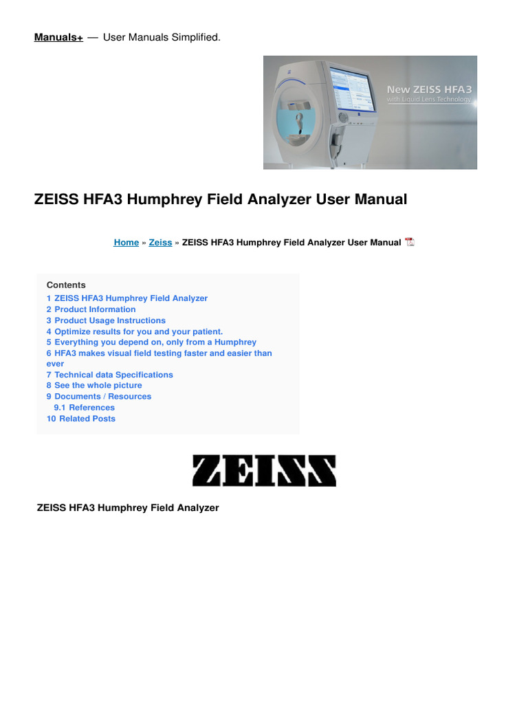 Hfa3 Humphrey Field Analyzer Manual | PDF | Glaucoma | Medical Diagnosis