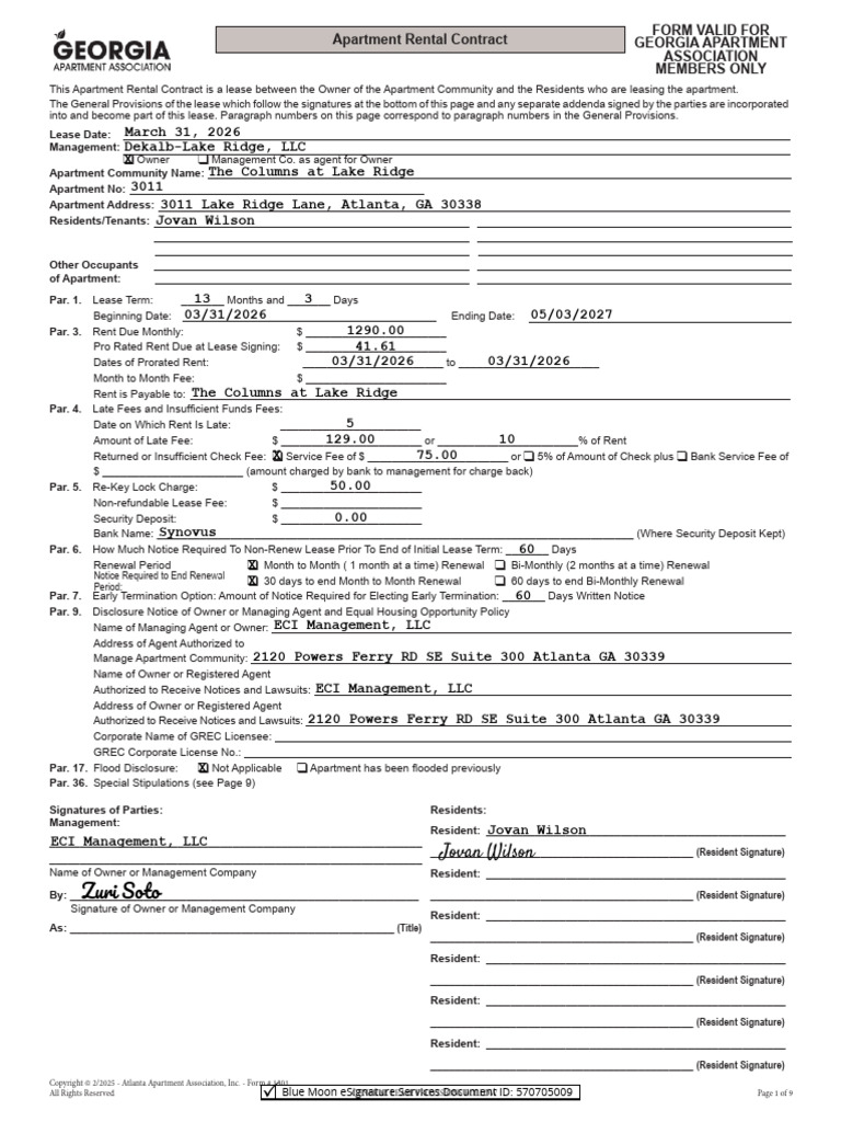 RENTCafe LeaseAgreement Executed | PDF | Lease | Leasehold Estate