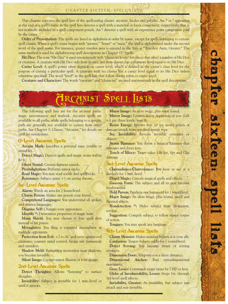 WOW 2e 11 Spell Lists | PDF
