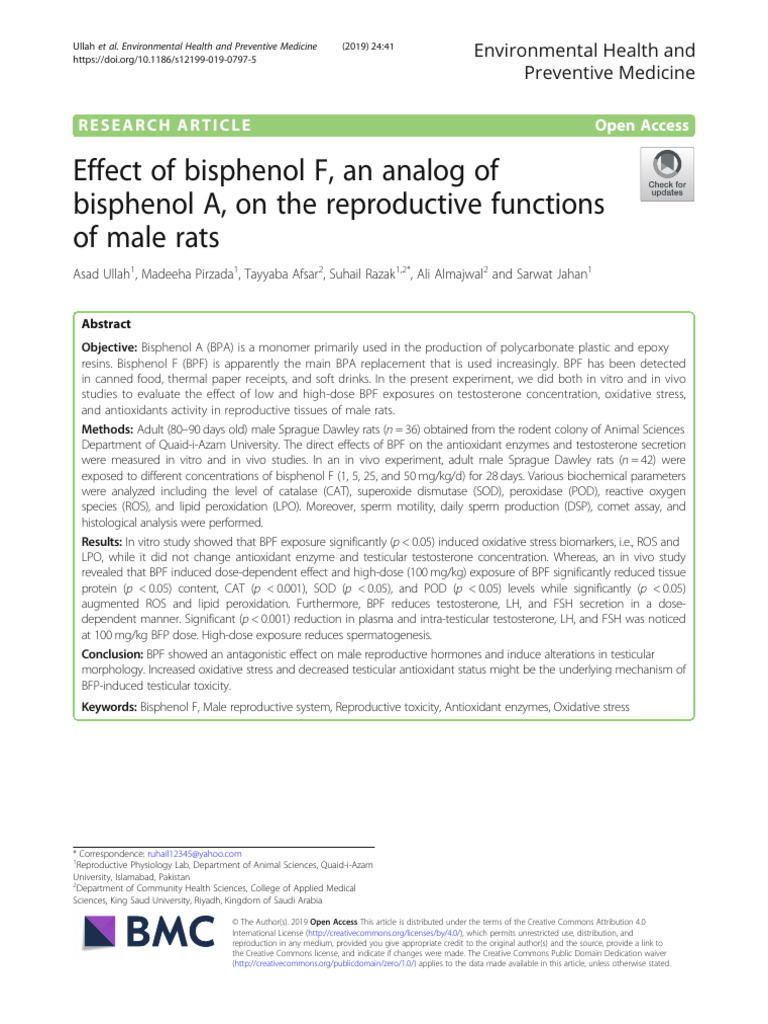 Effect of Bisphenol F, An Analog of Bisphenol A, On The Reproductive ...