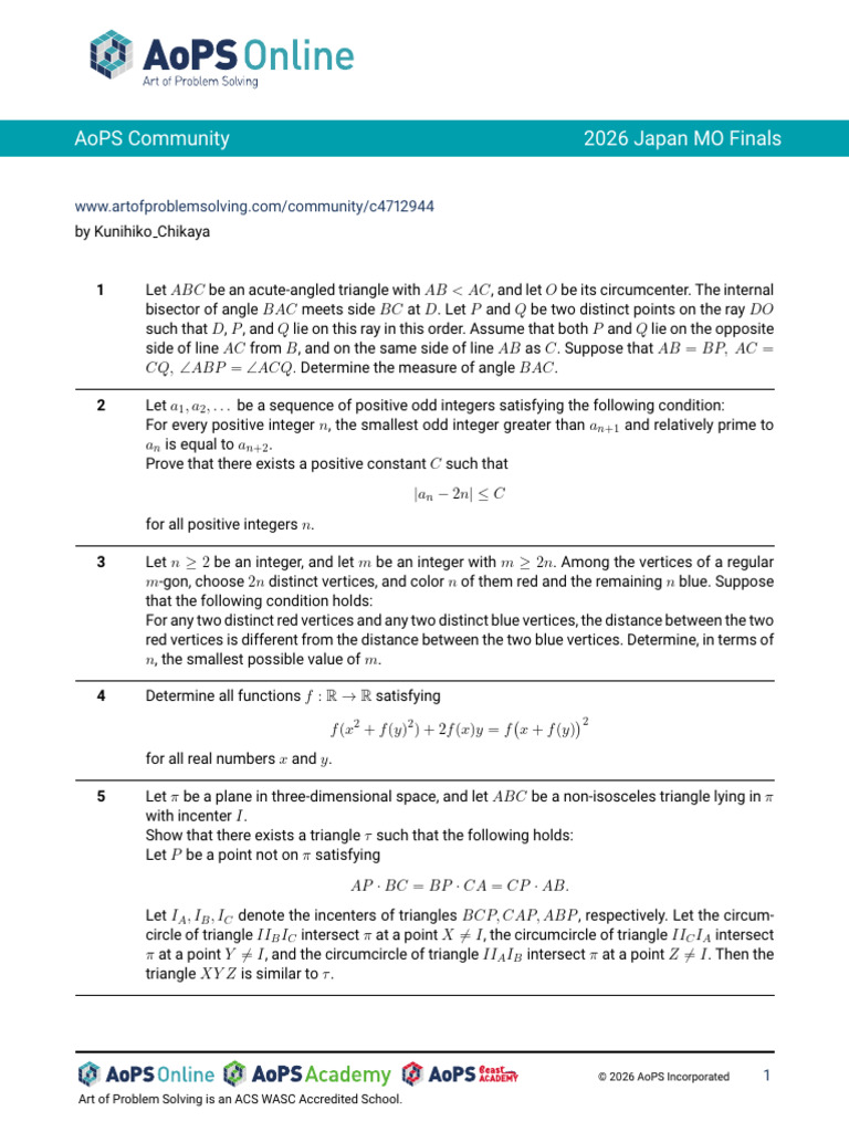 Japanese Mathematical Olympiad Finals - 1990 A 2026 | PDF | Real Number ...