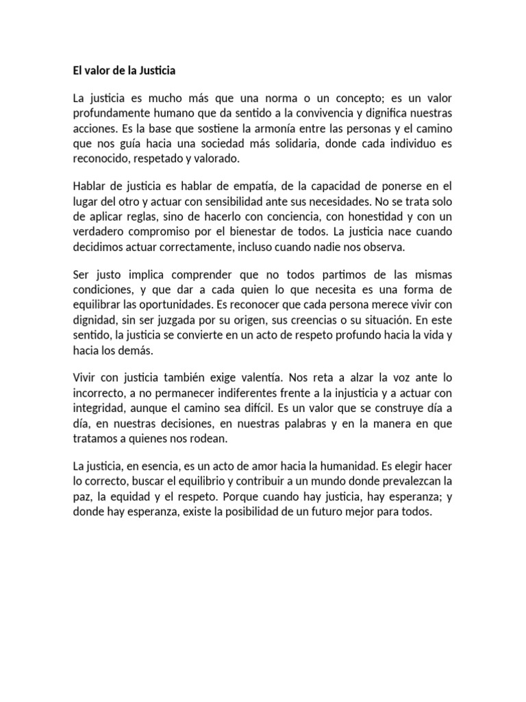 El Valor de La Justicia | PDF