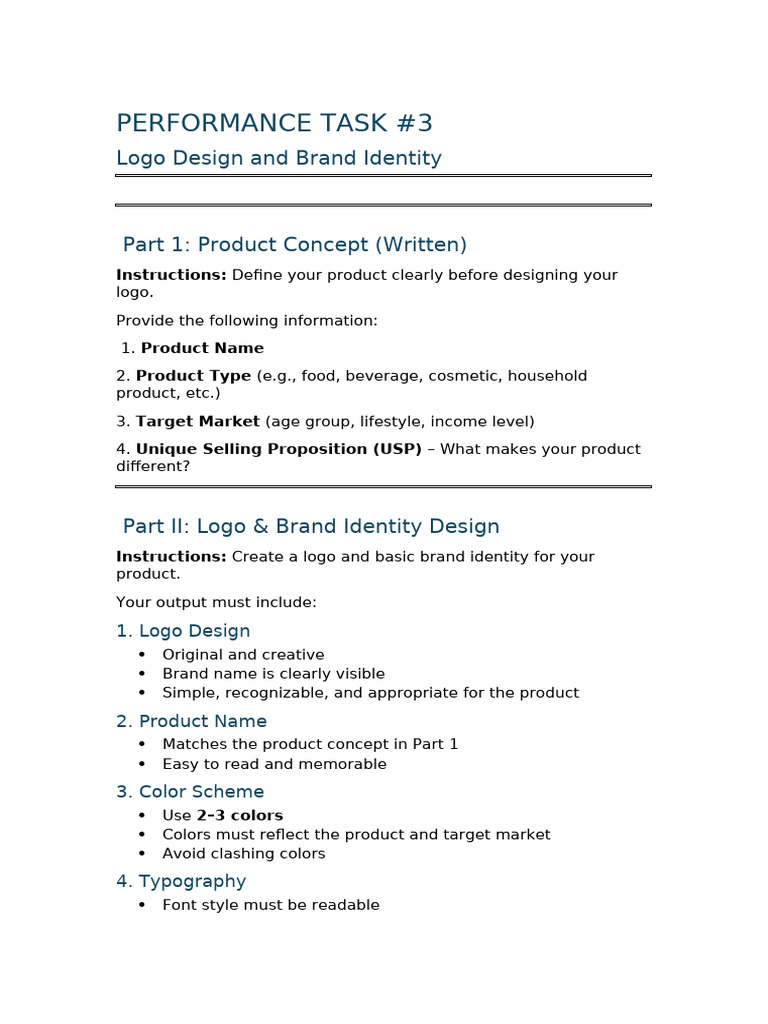 Performance Task – Logo & Brand Identity | PDF